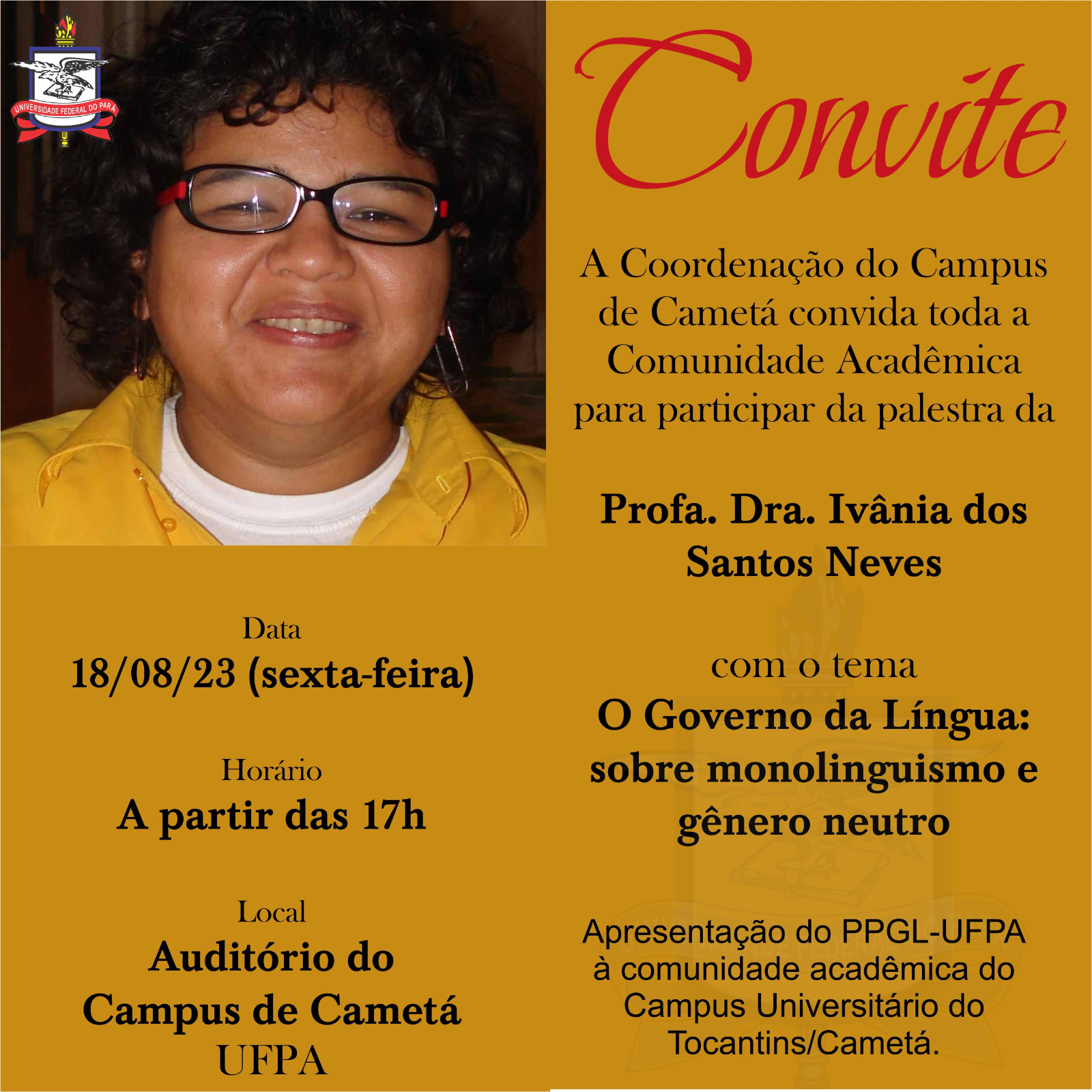 PALESTRA, Tema: O Governo da Língua: sobre monolinguismo e gênero neutro